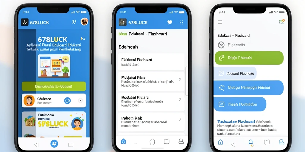 Antarmuka aplikasi Flashcard 678LUCK yang interaktif untuk belajar.