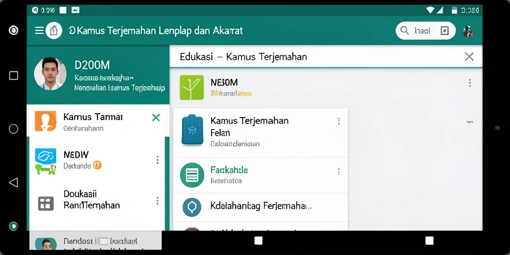 Antarmuka pengguna D200M yang sederhana dan intuitif dalam fungsi Kamus Terjemahan.