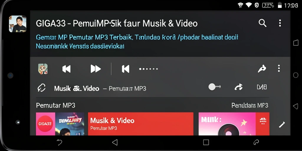 Antarmuka sederhana dan modern dari GIGA33 Pemutar MP3.
