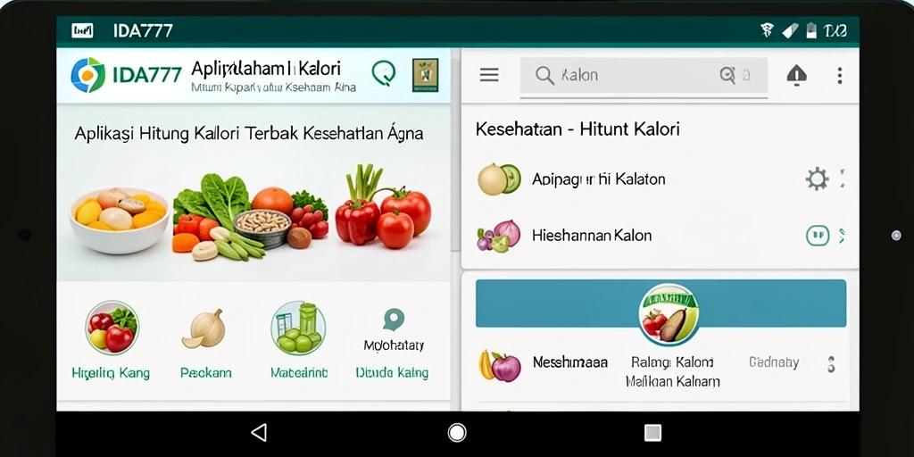 Antarmuka aplikasi Hitung Kalori IDA777 yang intuitif dan informatif.