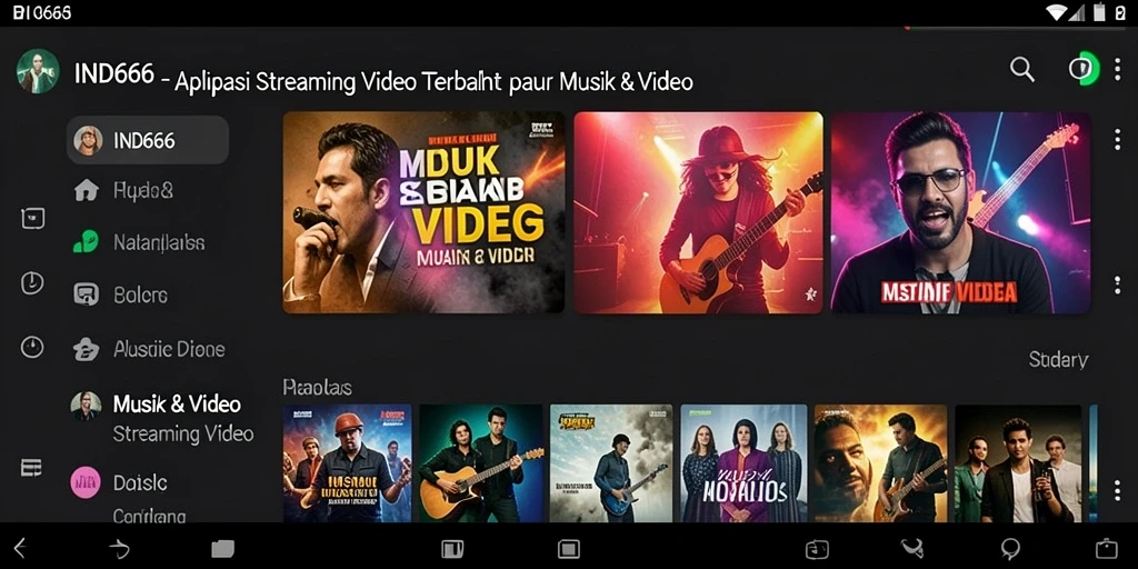 Antarmuka menarik dan fungsional dari aplikasi Streaming Video IND666.