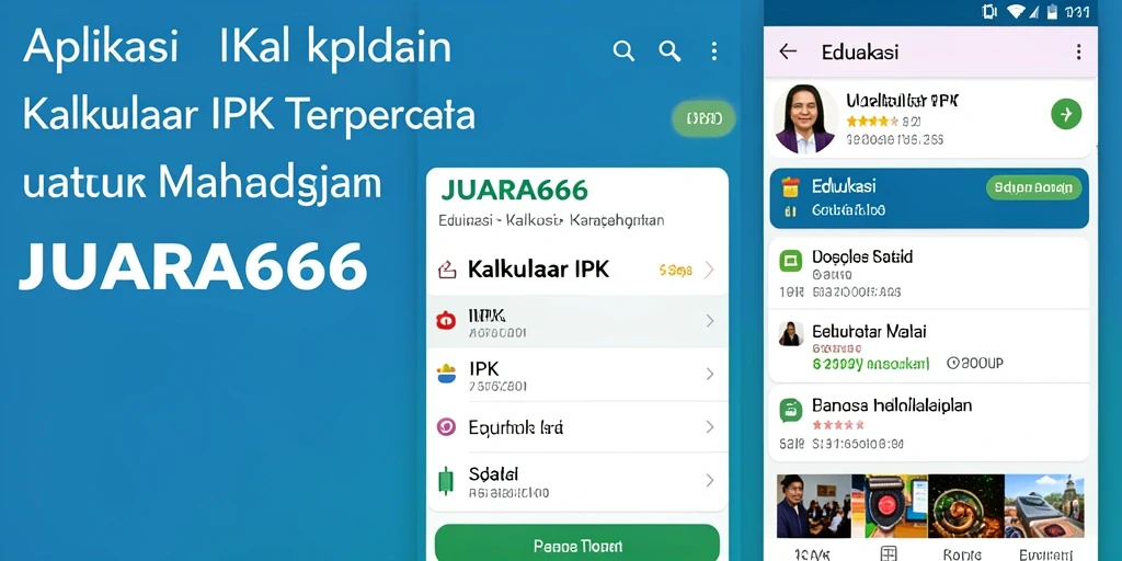Screenshot utama aplikasi JUARA666 menunjukkan fungsi Kalkulator IPK yang mudah digunakan.
