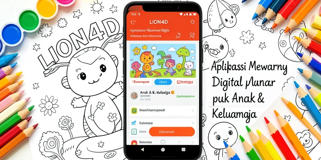 Tampilan antarmuka LION4D dengan fitur Mewarnai Digital yang interaktif.