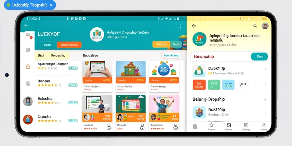 Tampilan antarmuka aplikasi LUCKYDF untuk fungsi Dropship yang praktis.