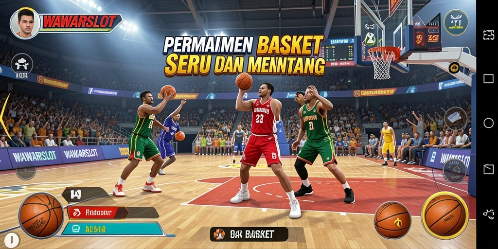 Antarmuka permainan basket yang menarik dan menantang.